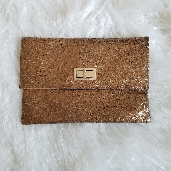 rose gold glitter clutch